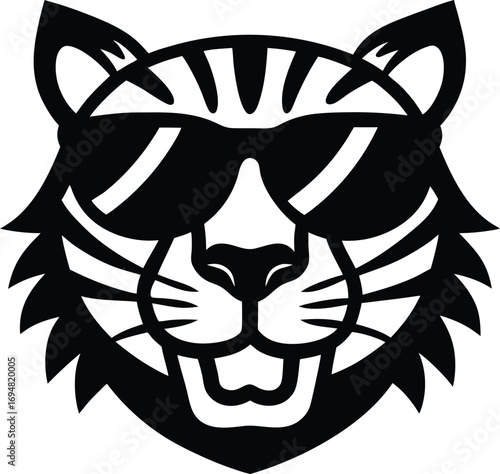cool tiger wearing sunglasses stylish wild cat Vector illustration