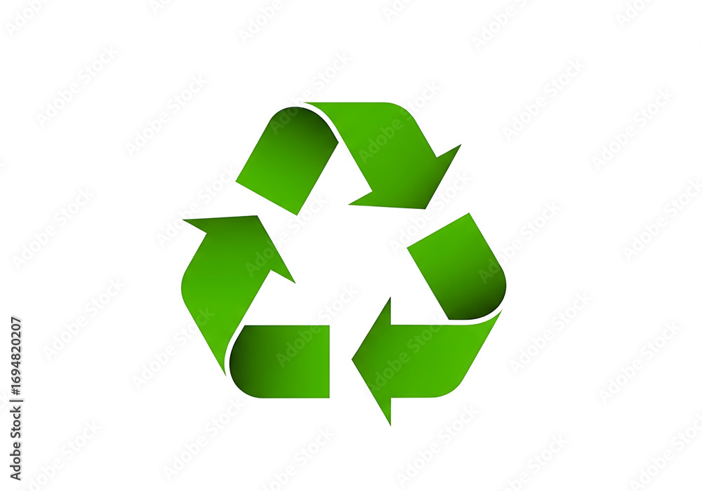 Fototapeta premium Green recycling symbol on black background for environment