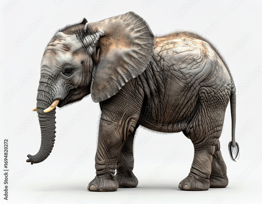 Fototapeta premium Simple Graphic Baby Elephant Icon, Modern 3D Render.