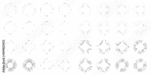 Collection of radial burst lines and abstract starburst shapes in various styles and opacities