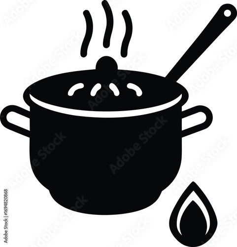 hot pot cooking set with raw ingredients Vector illustration