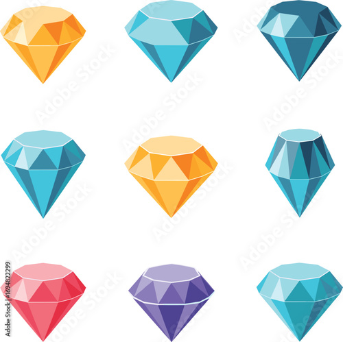 Minimal Isometric Diamond Vector Collection.