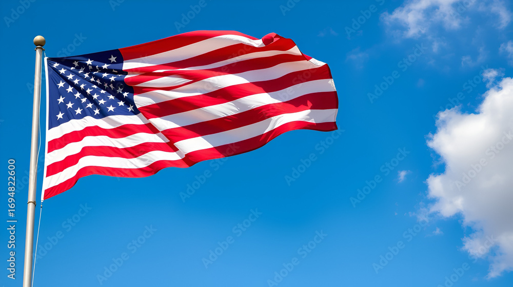 Fototapeta premium Amerikanische Flagge und der Slogan America First