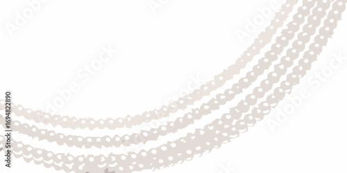 Softly draped strands of delicate pearls create an elegant curved border on a clean white background