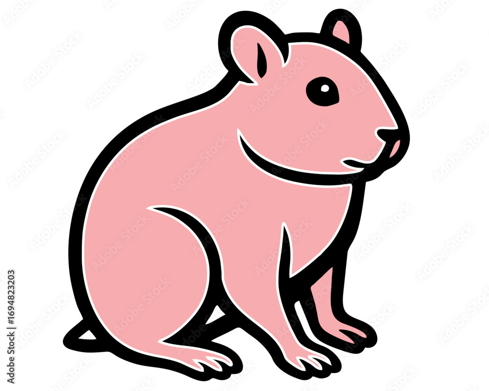 Fototapeta premium Minimalist Mice Silhouettes – Black & White pink Vector Line Art