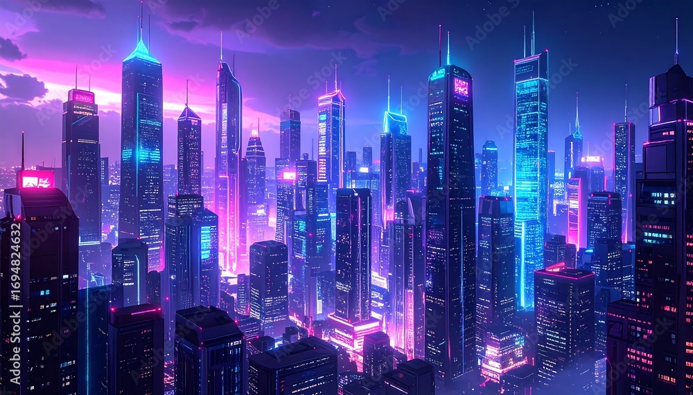 Obraz premium Futuristic cityscape at twilight (1)