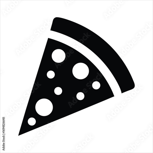 Simple black and white icon of a pizza slice