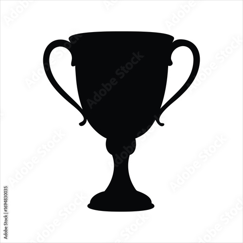 Black silhouette of a classic trophy cup on a white background