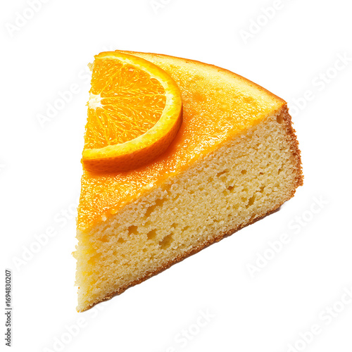 Slice of Orange Cake with Fresh Orange Garnish