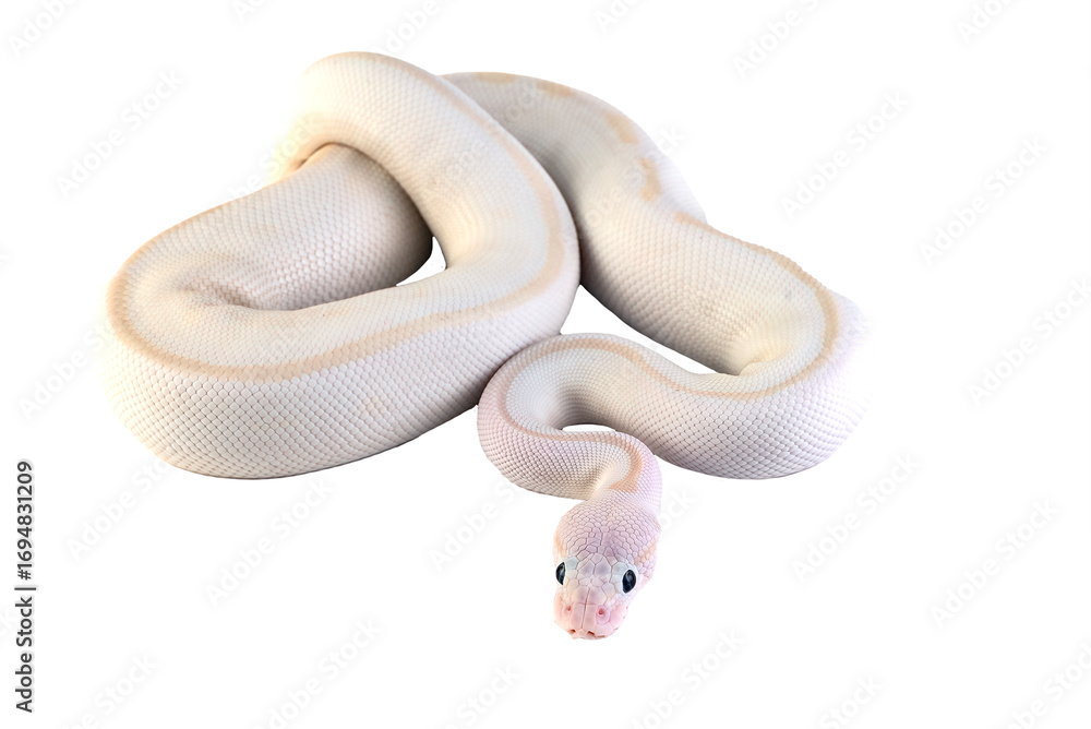 Obraz premium White albino ball python in isolated on white