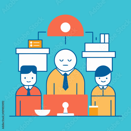 Office workers under pressure with a manager overseeing operations