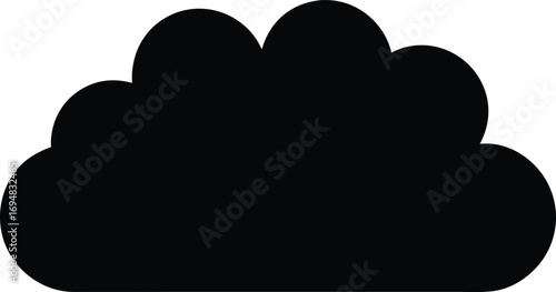 Minimalist Illustration of a Black Cloud with Rounded Edges on White Background