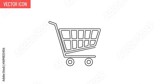 Shopping Cart Icon - Minimalistic Outline Design for E-commerce and Retail Concepts