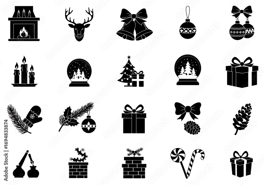 Naklejka premium Festive holiday icons creating a magical winter wonderland for your seasonal designs