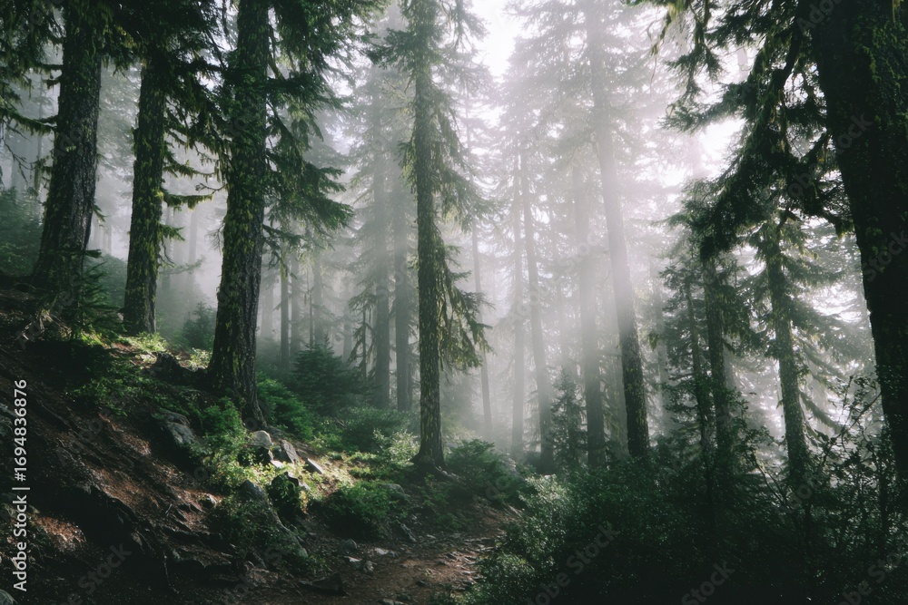 Fototapeta premium Misty forest trail