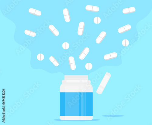 set of medical pills. Medicine healthcare vitamins and antibiotics capsule, pharmaceutical painkiller drugs isolated icons set. Antibiotic medical pharmaceutical, white pharmacy illustration