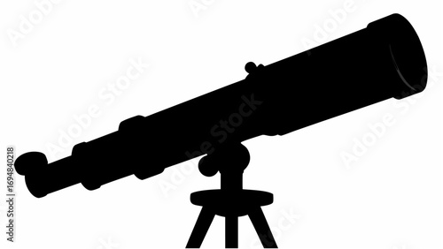 Silhouette of a telescope on a tripod stand used for astronomical observation and stargazing activity