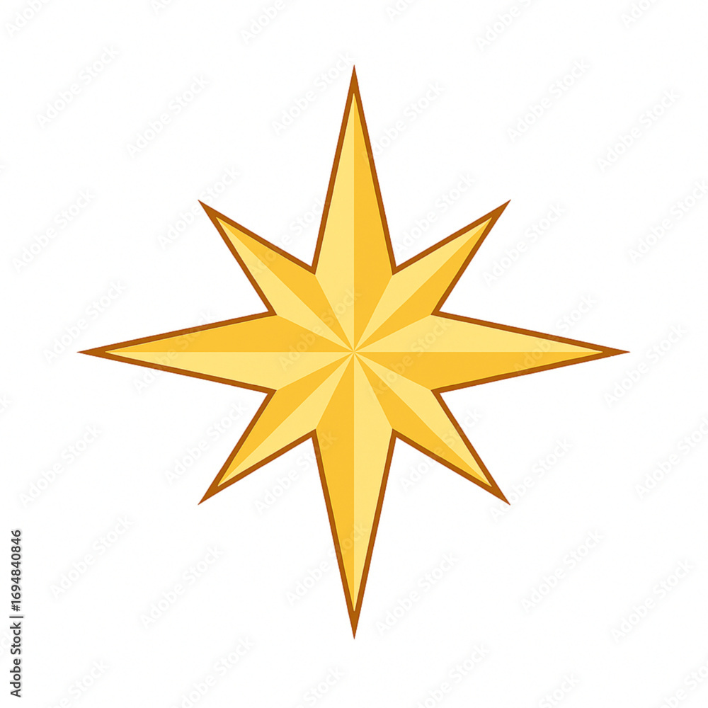 Fototapeta premium Golden Eight-Pointed Compass Star Vector – Spiritual Symbol for Tattoo, Branding & Decor.eps