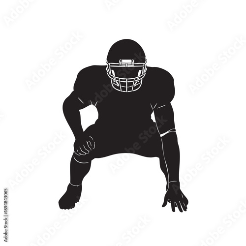 Sport Football Player Vector Illustration with Dynamic Pose in Minimalist Style in Black and White