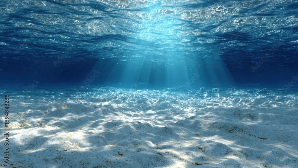 Fototapeta premium Underwater scene, sunlight beams through water (4)