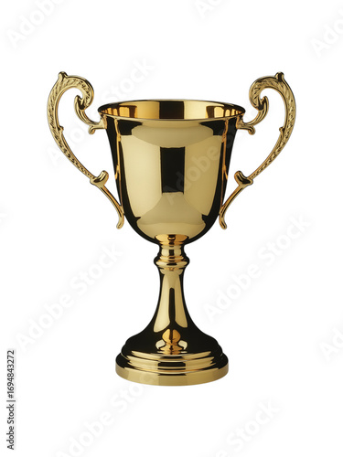 Golden trophy cup award symbol of success and achievement concept