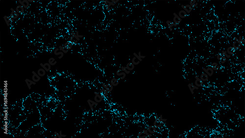 Dark abstract digital texture with fine glowing cyan-blue lines. Futuristic, mysterious, and high-tech atmosphere, resembling electric currents