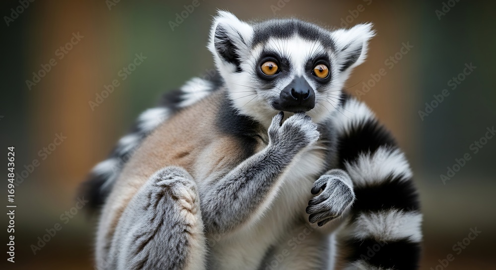 Obraz premium Ringtailed Lemur Portrait with Zoo.