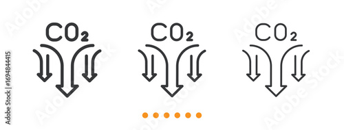 CO2 emission reduction icon. Thin line icon vector