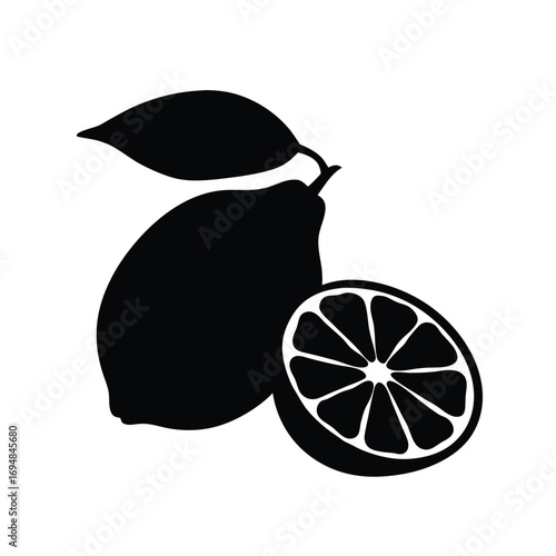 Lemon fruit vector illustration with leaf and slice for graphic design and web design needs
