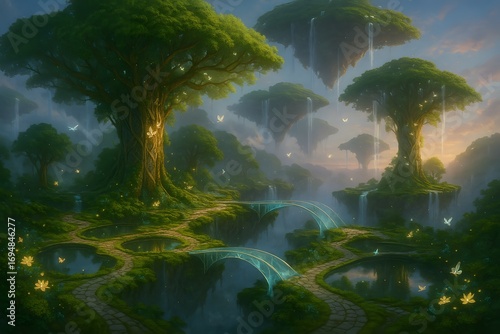 Enchanted Floating Islands A Magical Garden Realm