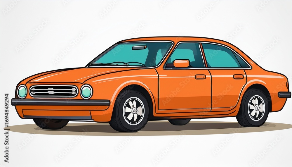 Obraz premium orange car isolated on white background