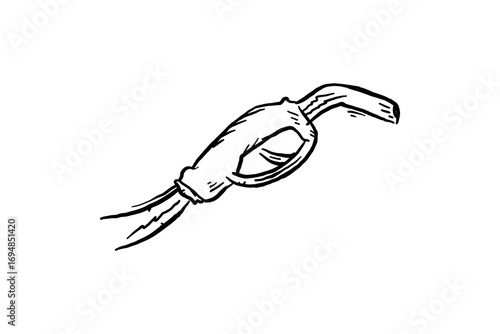 Fuel gasoline nozzle, Petrol pump hand drawn vector sketch illustration