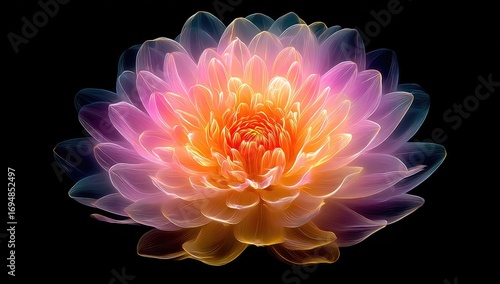Vibrant lotus flower, abstract art