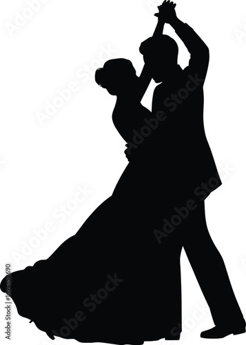 Couple dancing elegant formal attire silhouette