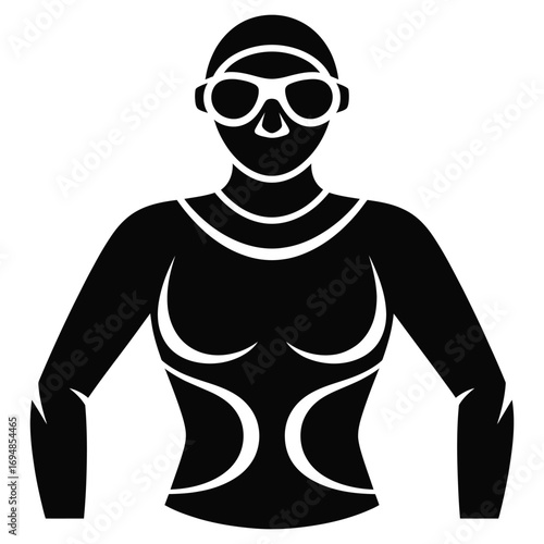 Black swimming athlete silhouette with swim goggles