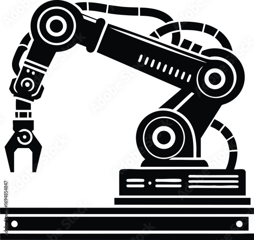 Manufacturing robot arm silhouette vector illustration isolated on a white background