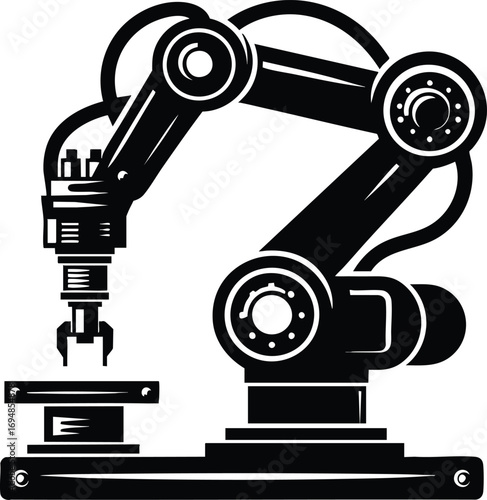 Manufacturing robot arm silhouette vector illustration isolated on a white background