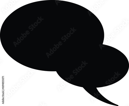 Abstract black speech bubble on white background implying communication and expression