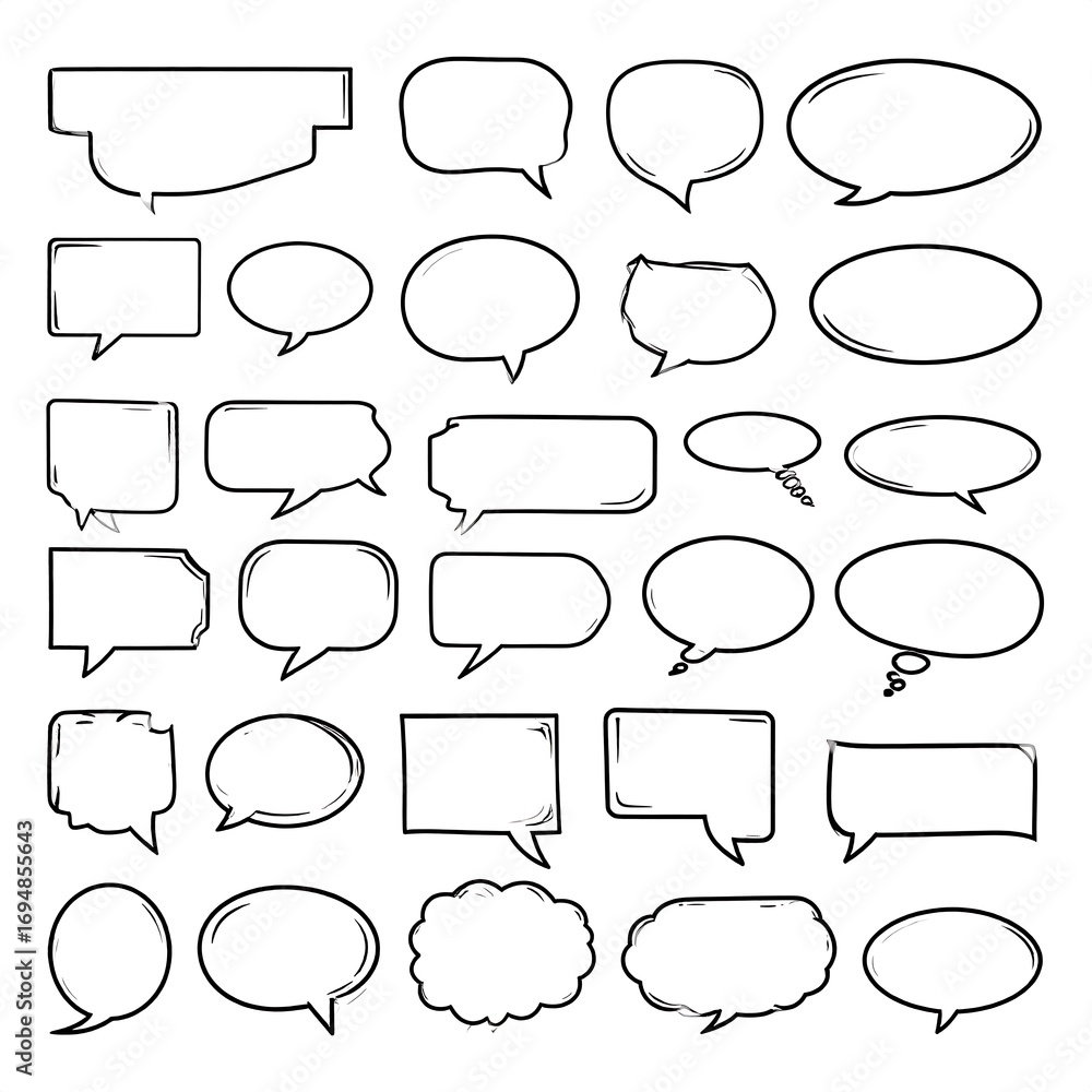 Obraz premium Collection of hand-drawn speech bubbles