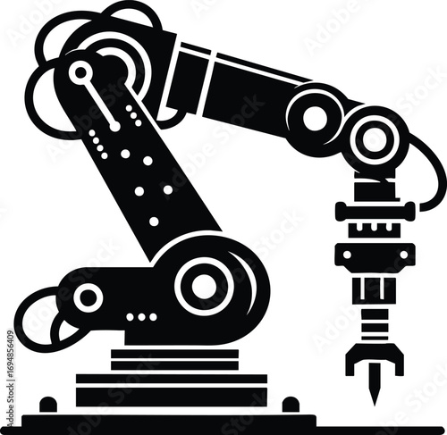 Manufacturing robot arm silhouette vector illustration isolated on a white background