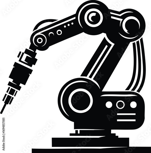 Manufacturing robot arm silhouette vector illustration isolated on a white background