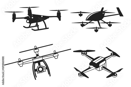 Vector art of set of drone icons in vector illustration