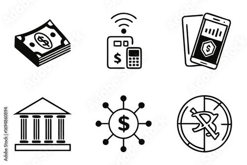 Vector art of set of finance and banking icons