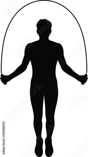 Silhouette of person jumping rope exercise