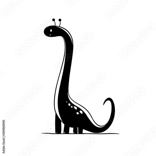 Apatosaurus. Apatosaurus simple black and white line art vector logo