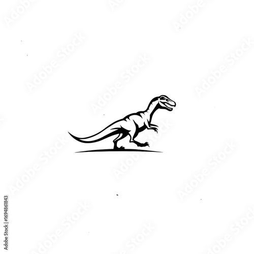 Allosaurus. Allosaurus simple black and white line art vector logo