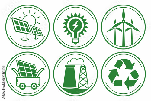 Vector art of green energy and ecology icons set vector