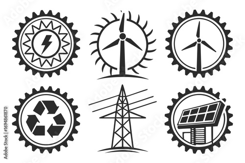 Vector art of renewable energy sources vector icons concept