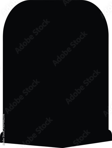 Silhouette of a tombstone with rounded top and layered base structure