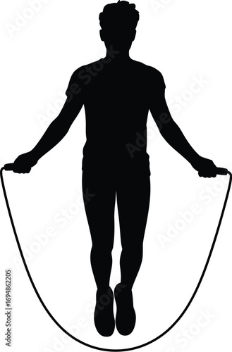 Silhouette of person jumping rope exercise